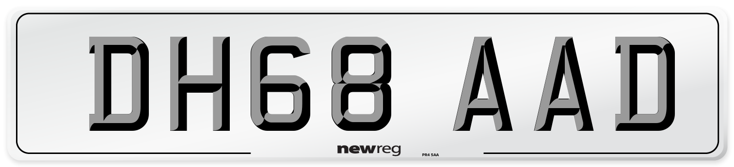 DH68 AAD Number Plate from New Reg
